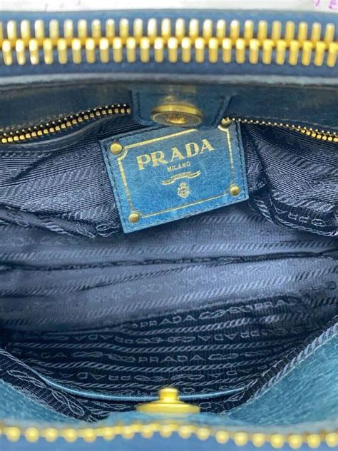 PRADA Handbag BN2324 2 Way VITELLO SHINE Leather Blue 